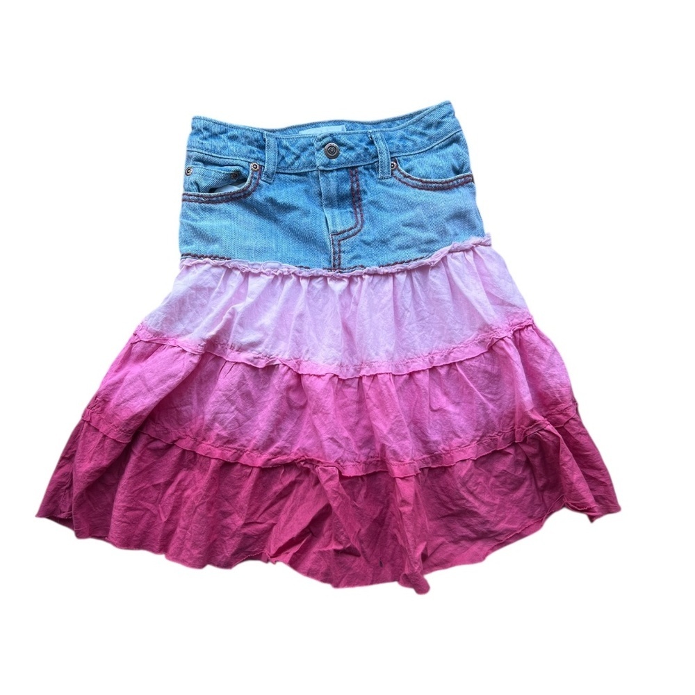 Y2K Denim Tiered Skirt Pink Ombre <3